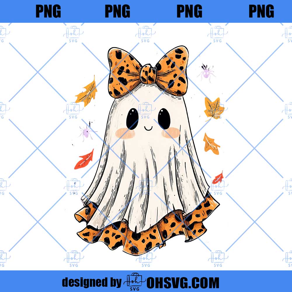 Preppy Ghost Boo PNG, Leopard Spooky Coquette PNG, Leopard Ghost PNG, Halloween Png, Fall Png, Trendy Png, Trendy Halloween Png, Pumpkin Png
