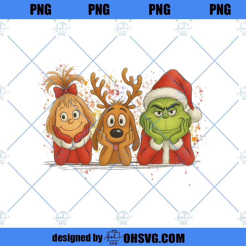 Retro Grinch Christmas Png, Santa Claus Design, Whimsical Holiday Grinchmas Friends