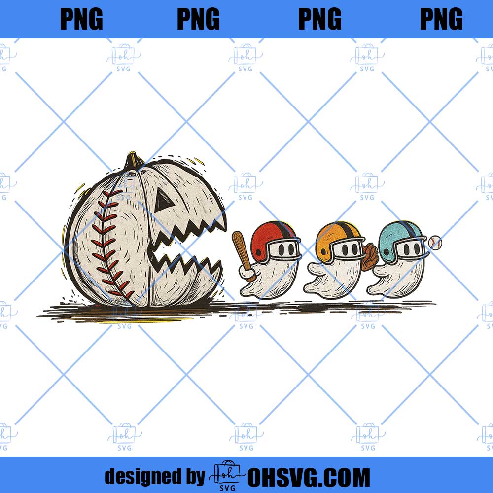 Retro Halloween Pumpkin Baseball Png