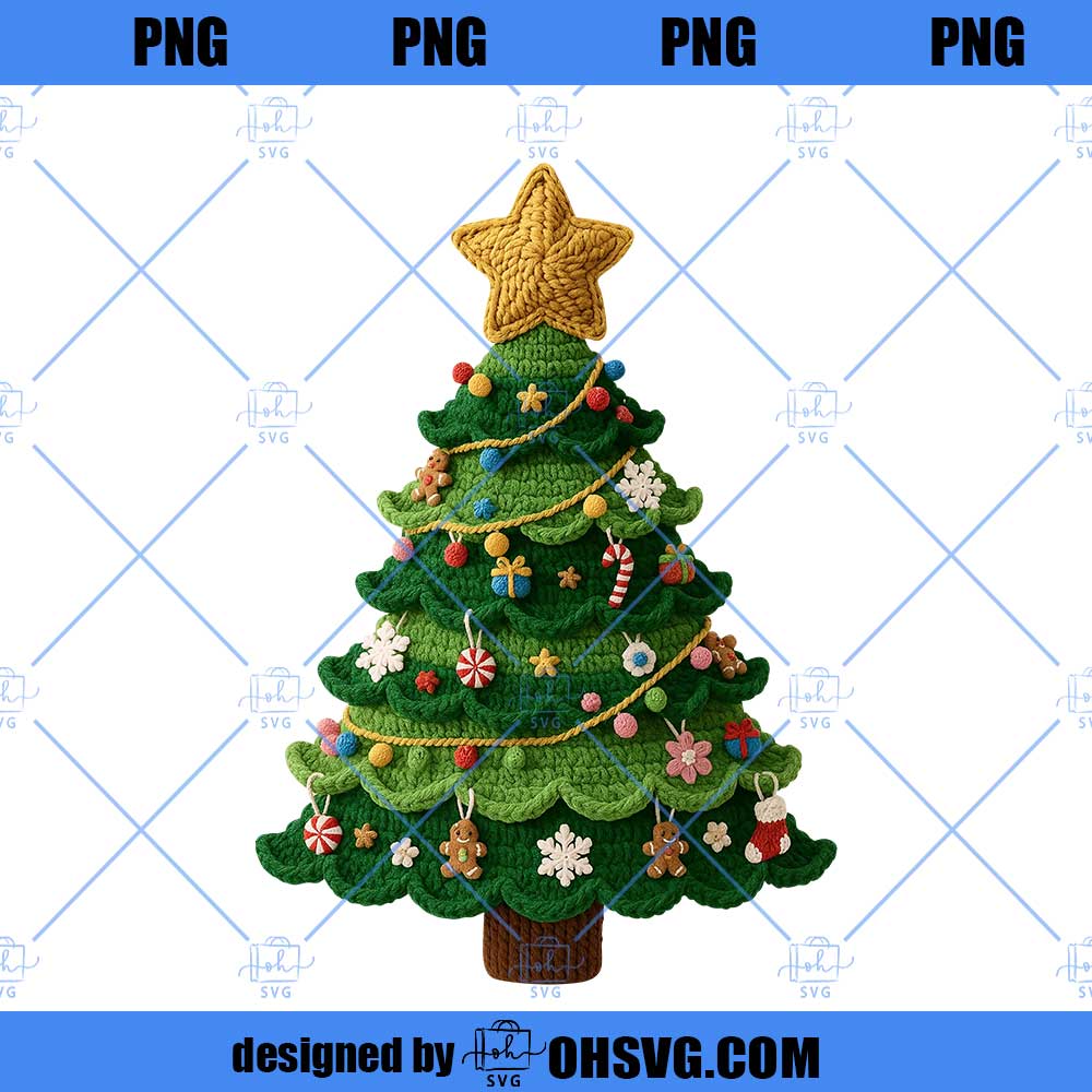 Retro Latch Hook Yarn Crochet Christmas Tree Png, Cute Knitting Xmas Tree Png, Merry And Bright Shirt Png, Trendy Crochet Png, Digital File.png