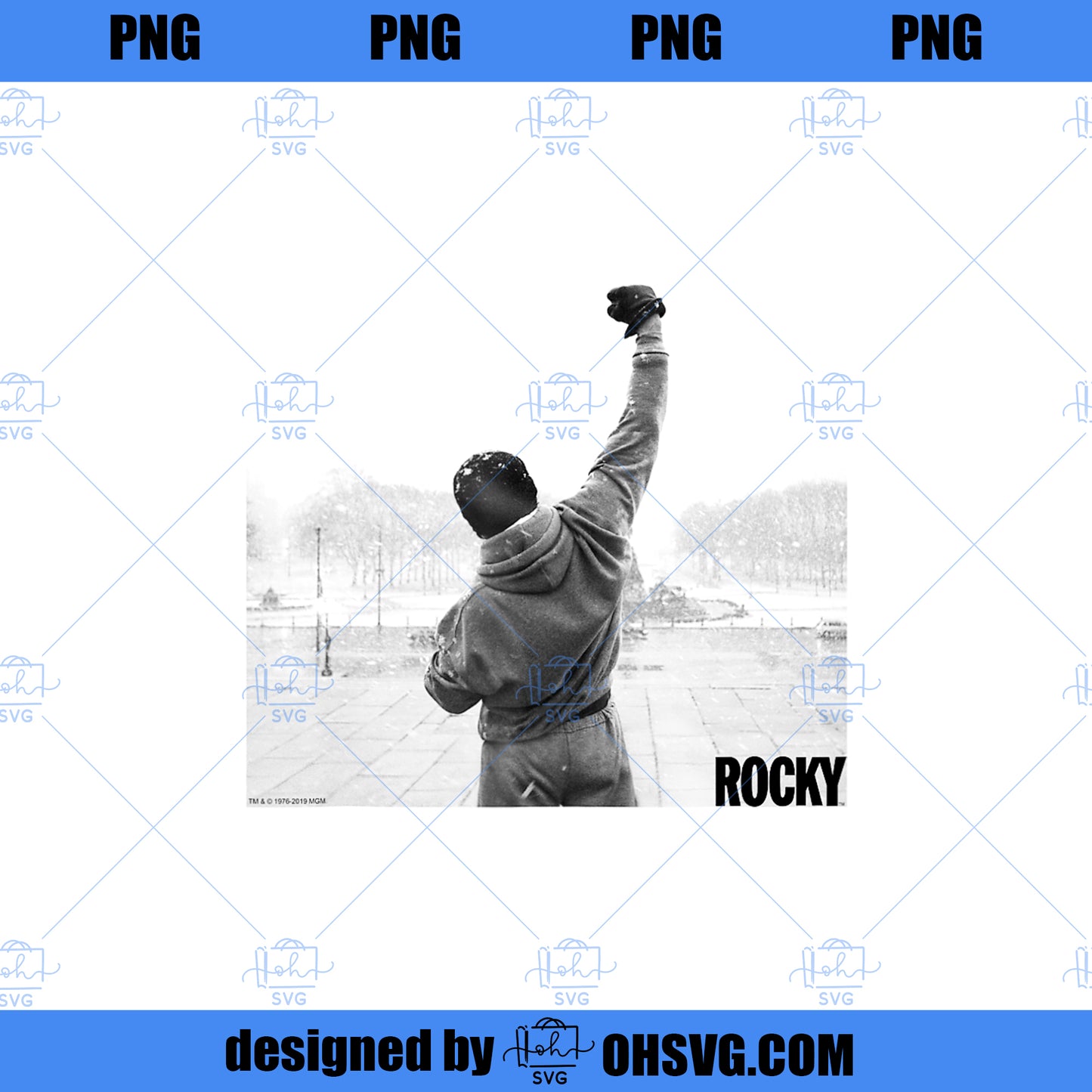 Rocky Fist Raise Grey Scale Movie Poster PNG, Movies PNG, Rocky Fist PNG