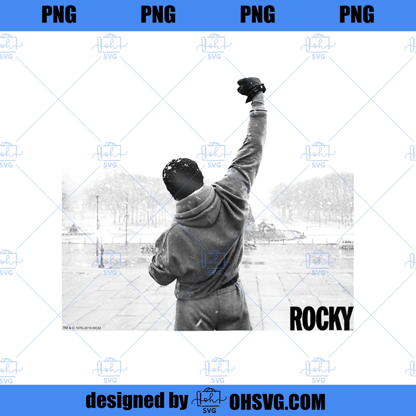 Rocky Fist Raise Grey Scale Movie Poster Raglan Baseball Tee PNG, Movies PNG, Rocky PNG