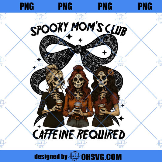 Spooky Skeleton Girls PNG, Coffee Lover Halloween Clipart
