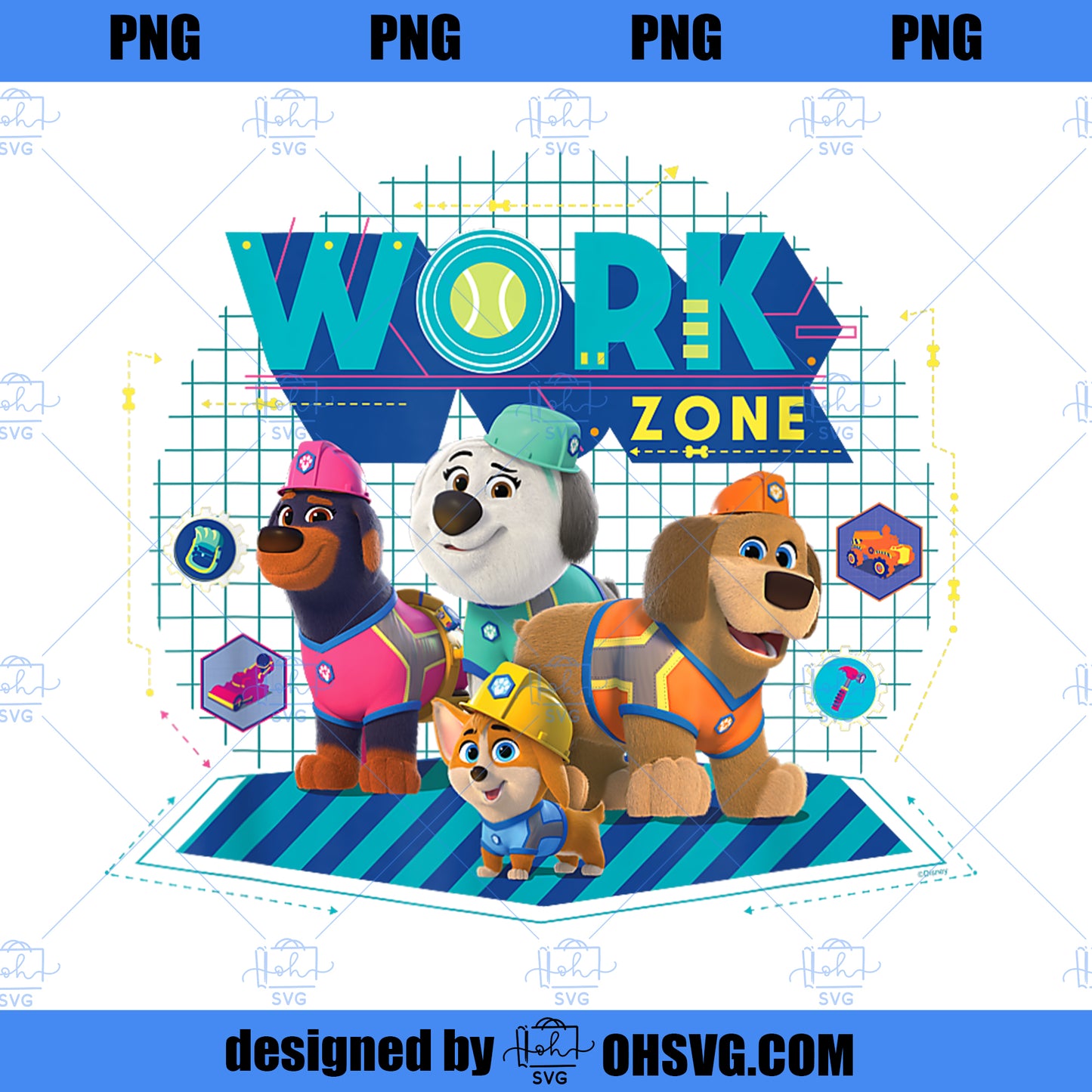 Disney Junior Pupstruction Work Zone Phinny Roxy Luna Tank PNG, Disney PNG, Work Zone PNG