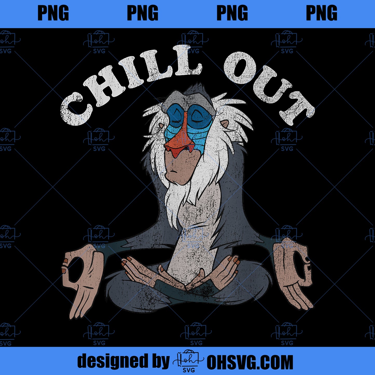 Disney Lion King Rafiki Chill Out Meditation Graphic PNG, Disney PNG, Lion King PNG
