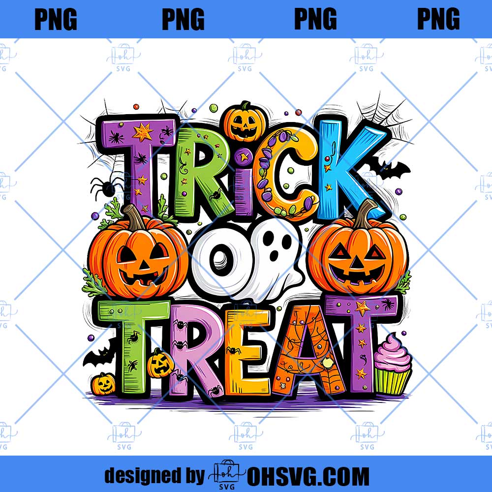 Trick or Treat Halloween Ghost Pumpkin PNG