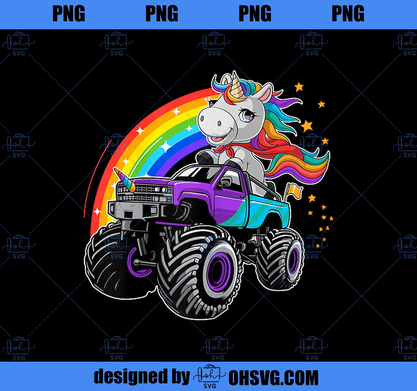Unicorn Monster Truck Girl Kids Birthday Party PNG, Magic Unicorn PNG, Unicorn PNG