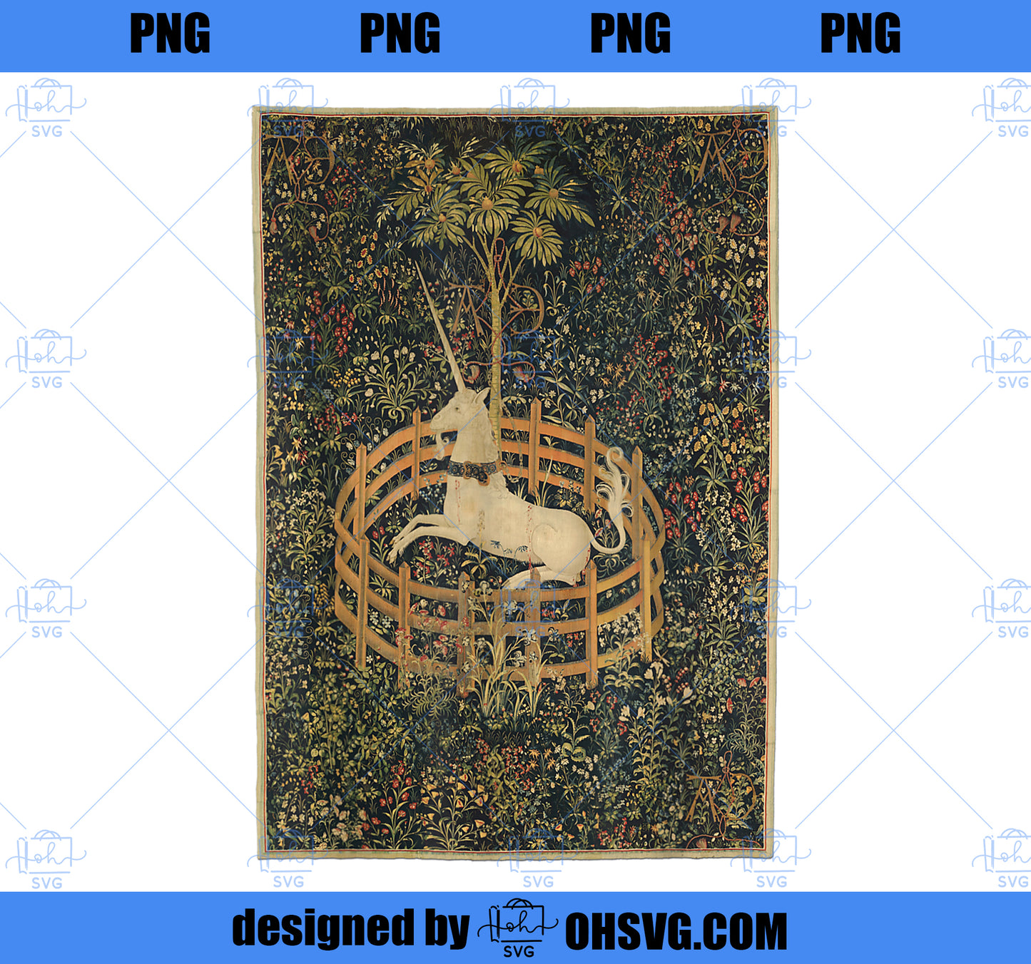 Unicorn in Captivity Unicorn Tapestries vintage gift PNG, Magic Unicorn PNG, Unicorn PNG