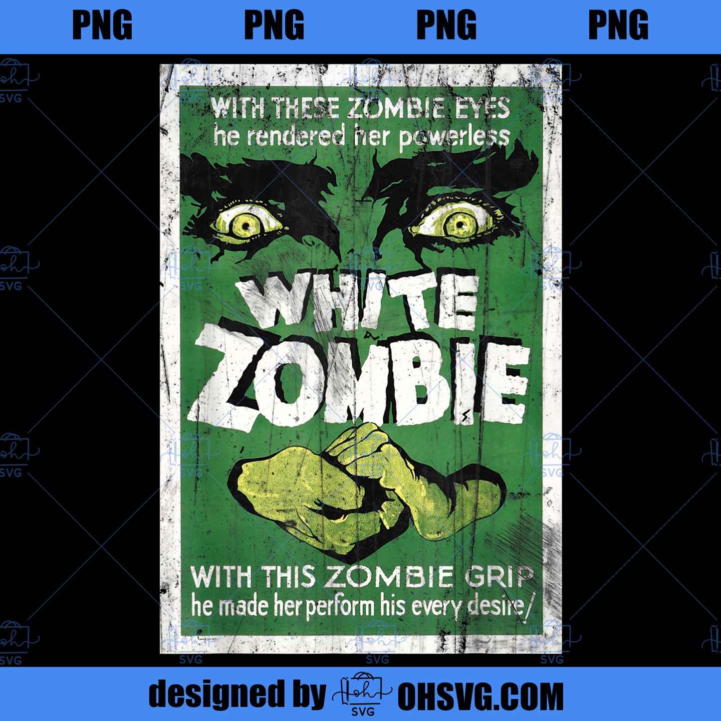 Vintage White Zombie Movie Poster PNG, Movies PNG, Zombie Movie PNG