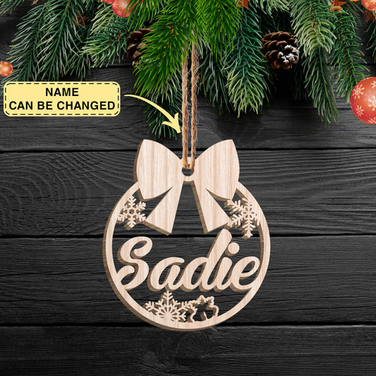 Personalized Christmas Ornaments With Name,Custom Wooden Christmas Tree Ornaments Noel,Xmas Decor,Christmas Gift Tag,Laser Cut Name Ornament