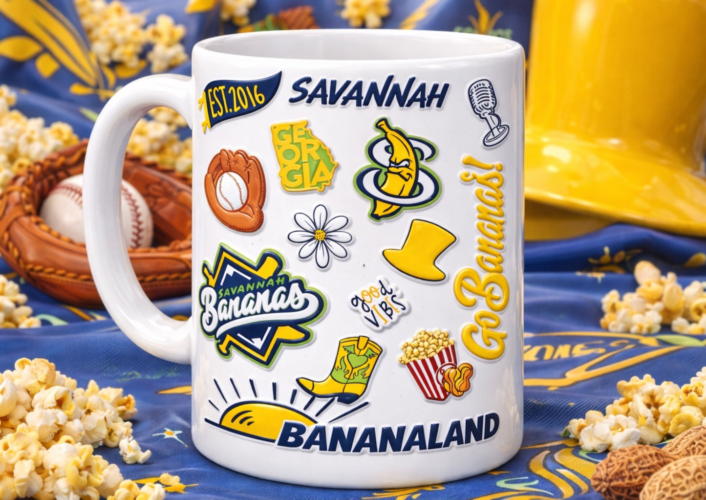 Custom Savannah Baseball Doodle Mug: Personalized Retro Game Day Mug