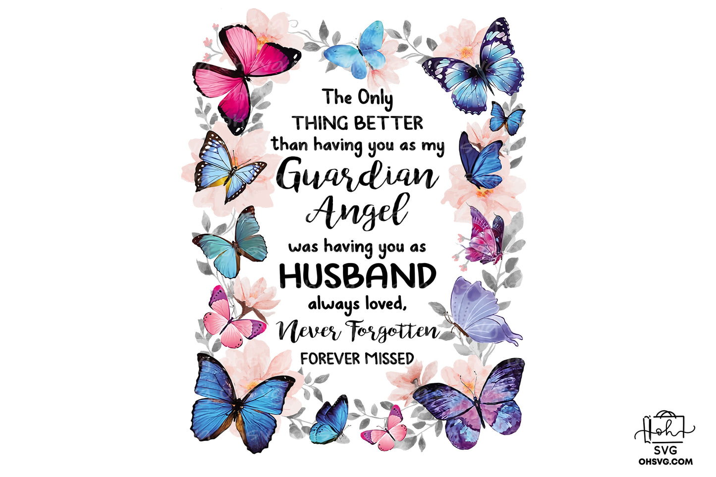 My Guardian Angel Was Having You As Husband Always Loved PNG, Angel Wings PNG, Memorial PNG, Heaven PNG