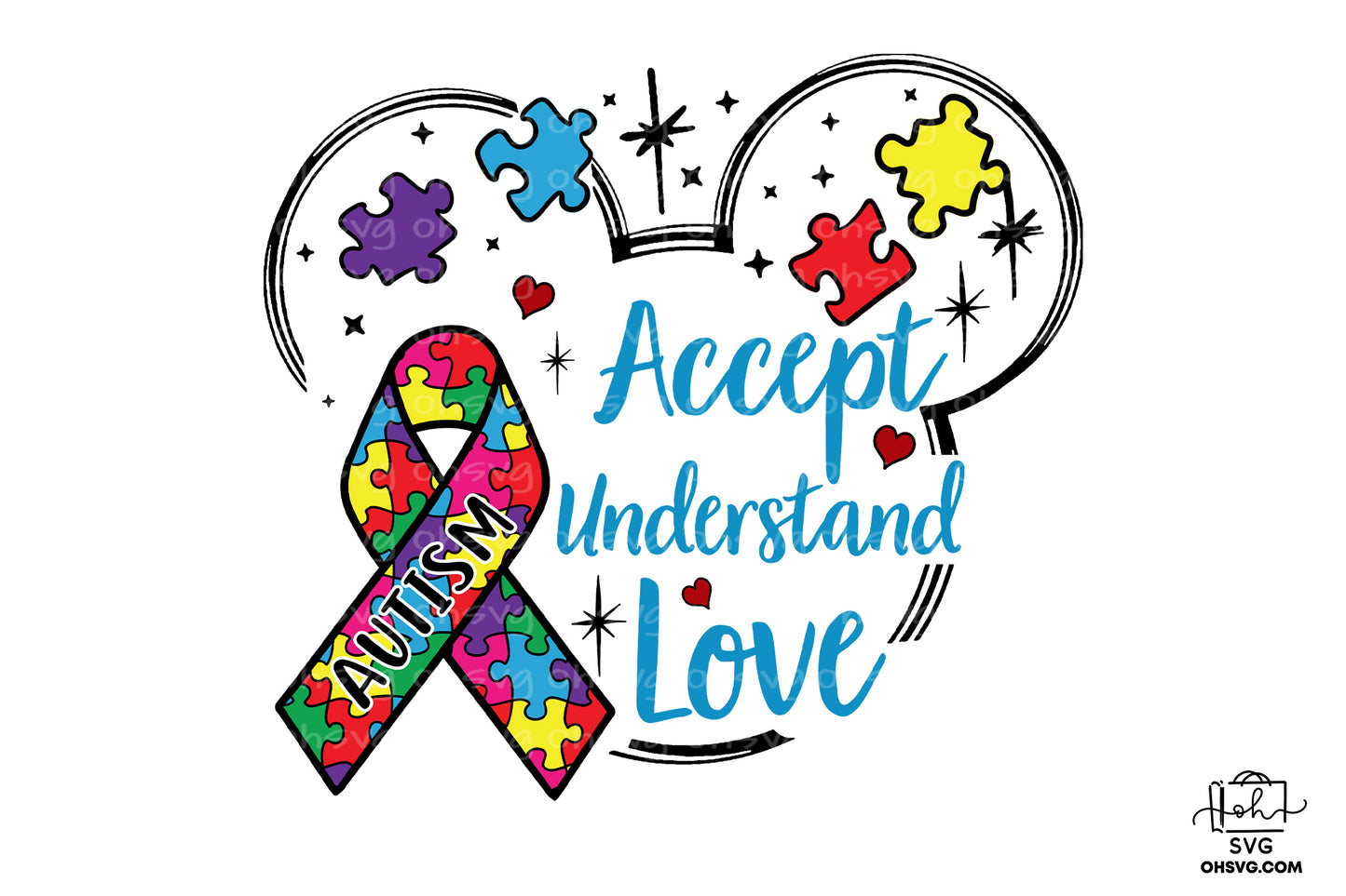 Accept Understand Love PNG, Blue Autism PNG, Autism Awareness PNG