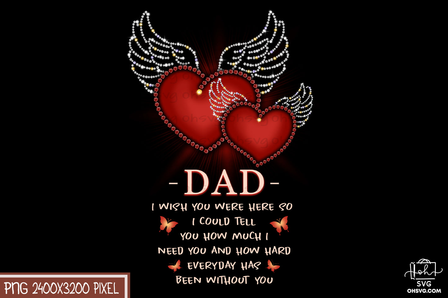Dad, I Wish You Were Here PNG, Angel Wings PNG, Memorial PNG, Heaven PNG