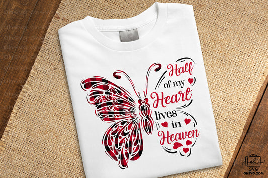 Half Of My Heart Lives In Heaven PNG, Angel Wings PNG, Memorial PNG, Heaven PNG