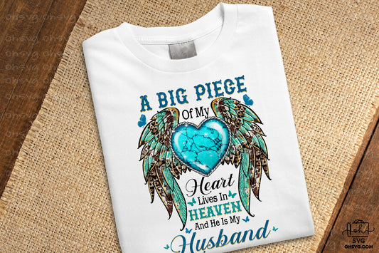 A Big Piece Of My Heart Lives In Heaven PNG, Angel Wings PNG, Memorial PNG, Heaven PNG