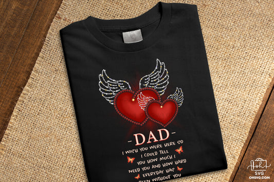 Dad, I Wish You Were Here PNG, Angel Wings PNG, Memorial PNG, Heaven PNG