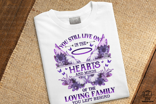 You Still Live On In The Hearts PNG, Angel Wings PNG, Memorial PNG, Heaven PNG