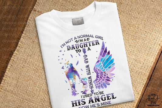 I'm A Daughter To A Dad With Wings PNG, Angel Wings PNG, Memorial PNG, Heaven PNG