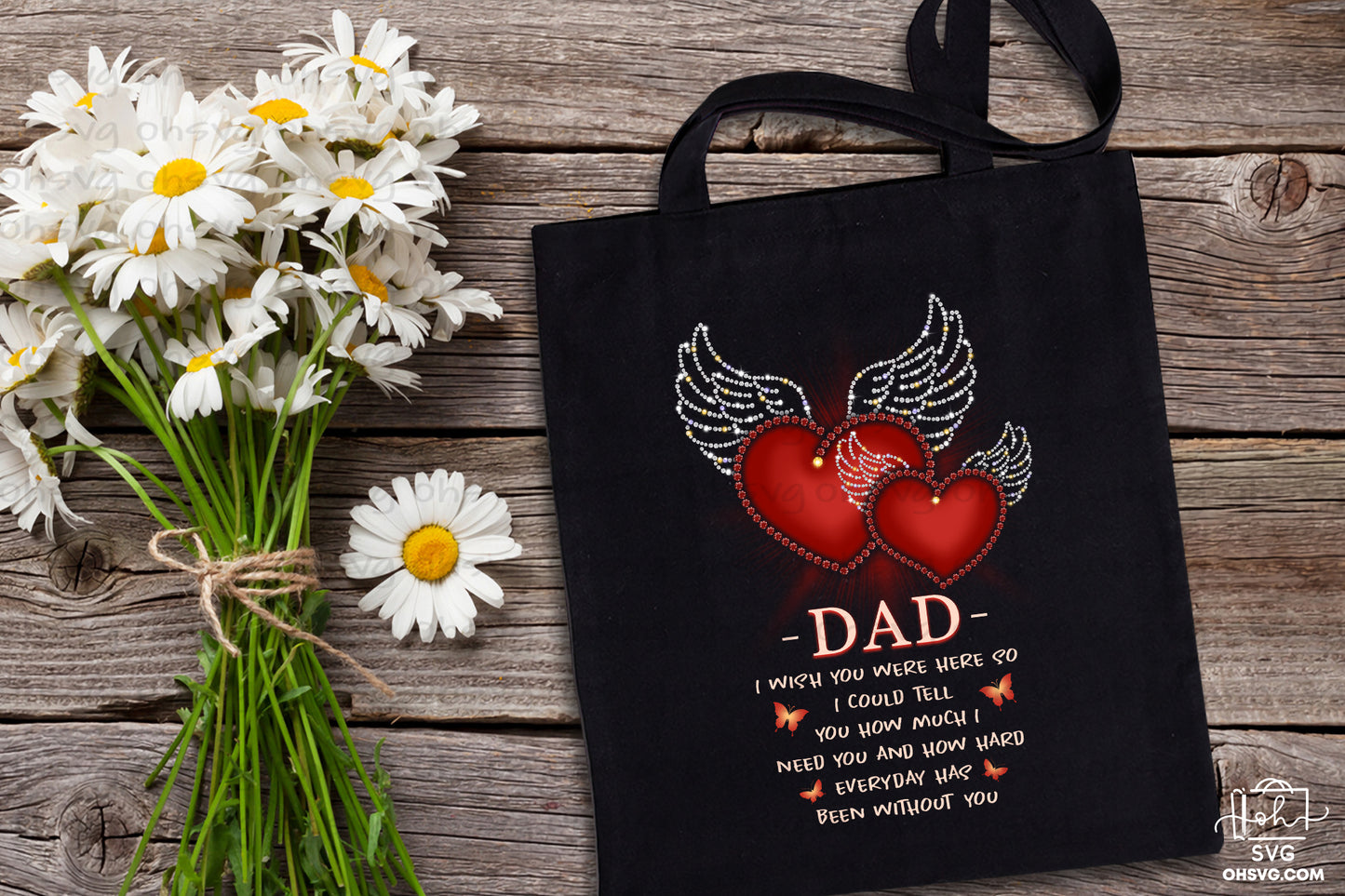 Dad, I Wish You Were Here PNG, Angel Wings PNG, Memorial PNG, Heaven PNG