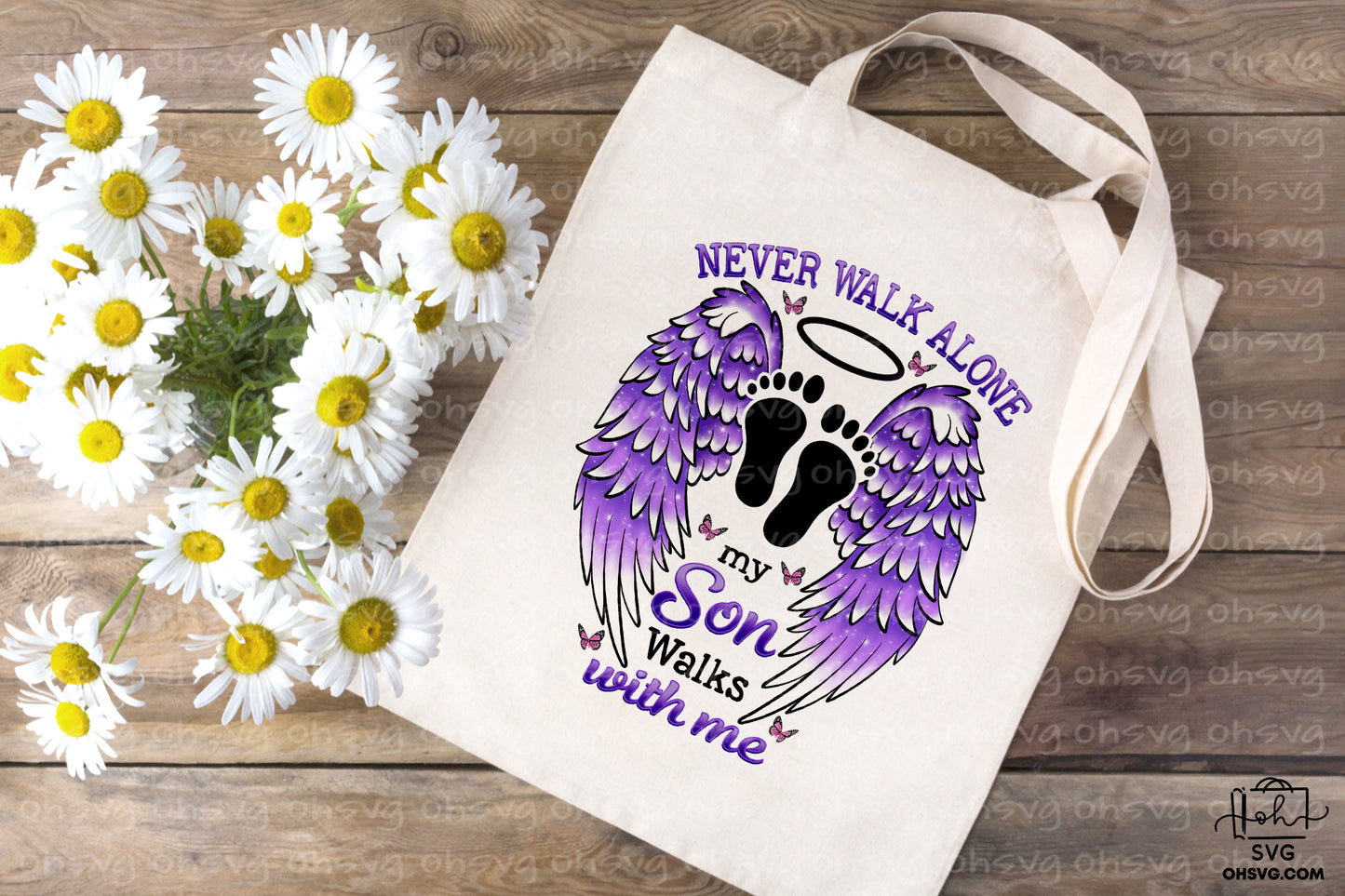 My Son Walk With Me PNG, Angel Wings PNG, Memorial PNG, Heaven PNG