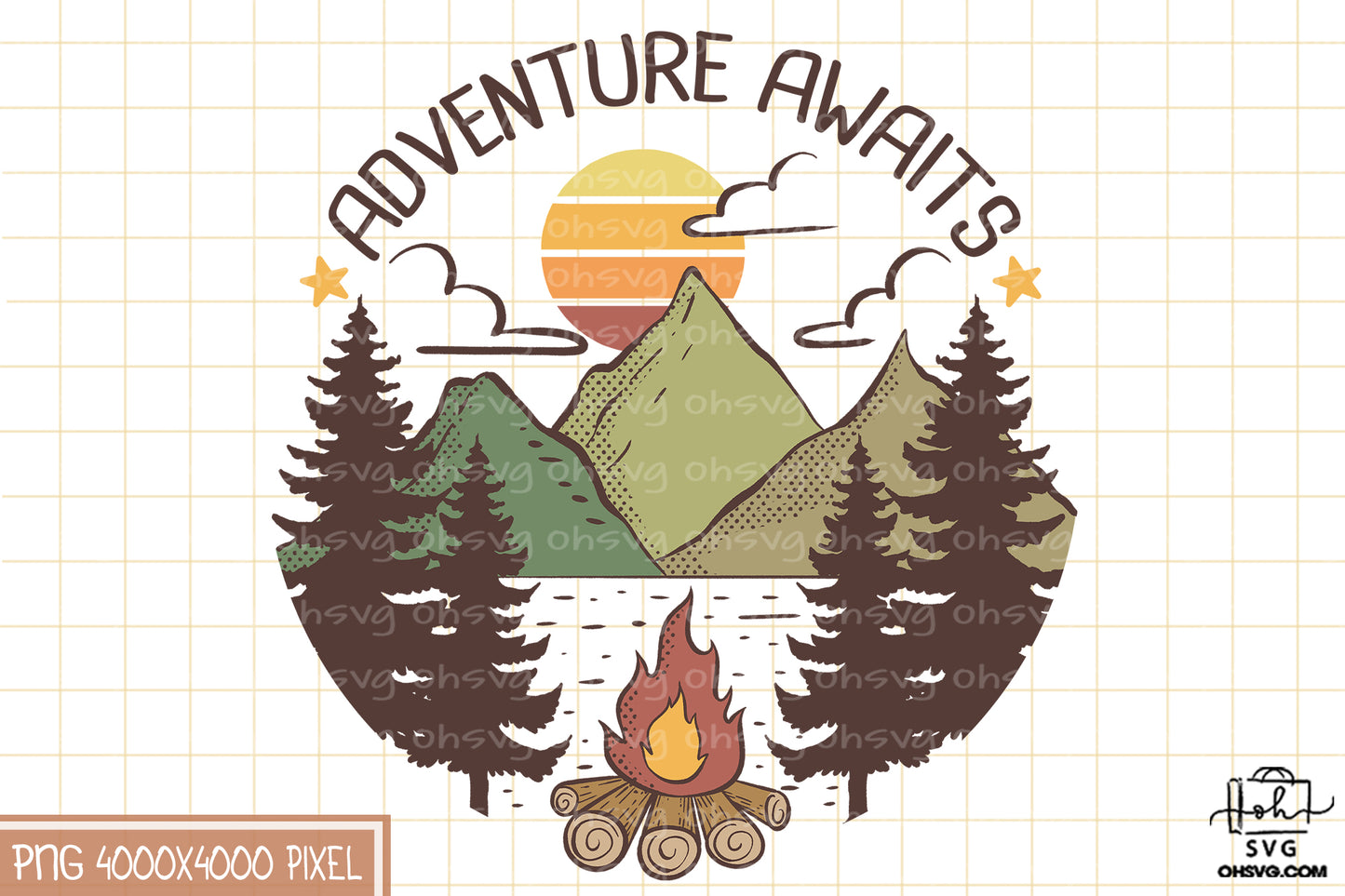Adventure Awaits Sublimation PNG, Camping Life PNG, Camping Outdoor PNG