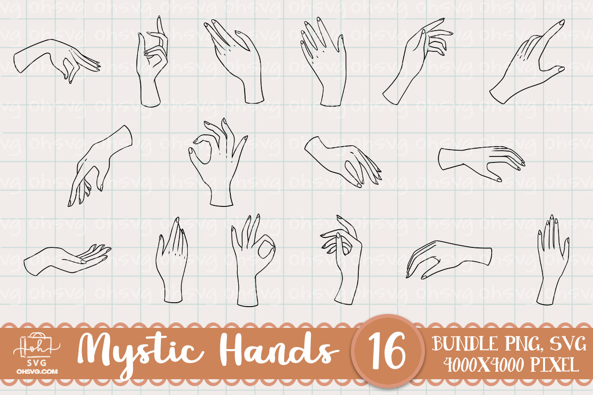 Hand Drawn Mystic Hands Sublimation SVG, Fantasy SVG, Mystical Moon SVG, Magic Art SVG