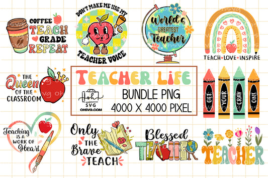 Teacher Life Sublimation PNG, Back To School PNG, School PNG