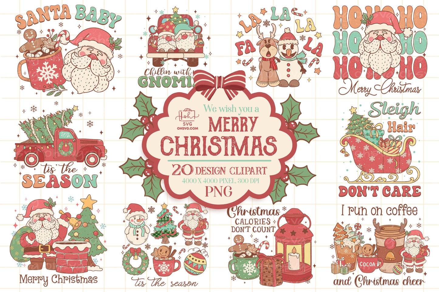 Merry Christmas Retro Sublimation PNG, Christmas PNG, Funny Christmas Couples PNG, Santa Claus PNG