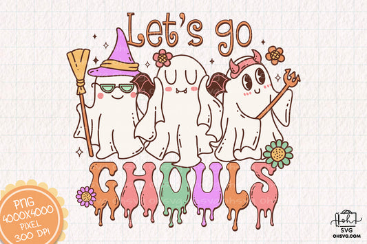 Let's Go Ghouls Sublimation PNG, Spooky Halloweentown PNG, Halloween T-shirt PNG