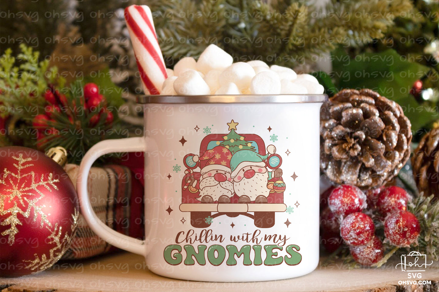 Chillin With My Gnomies Sublimation PNG, Christmas PNG, Funny Christmas Couples PNG, Santa Claus PNG