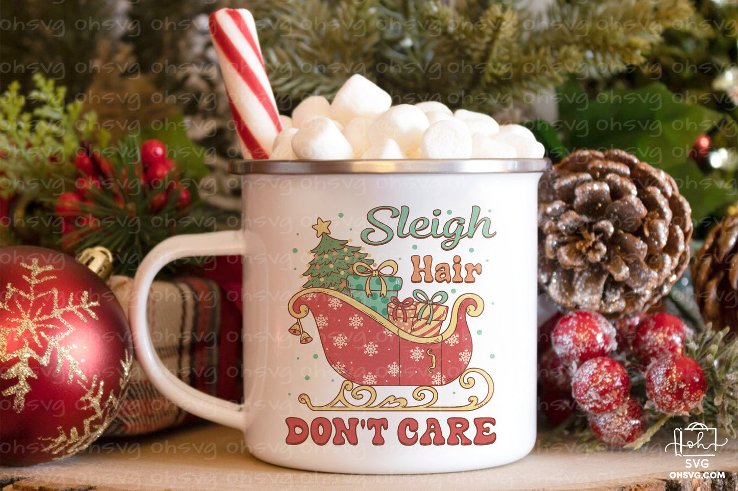 Sleigh Hair Don't Care Sublimation PNG, Christmas PNG, Funny Christmas Couples PNG, Santa Claus PNG