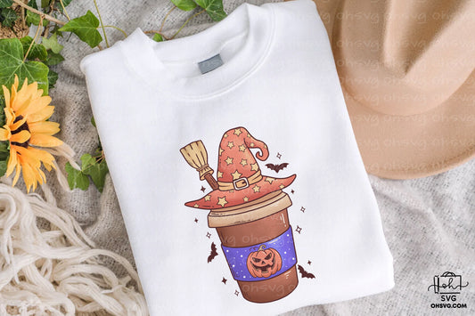 Coffee Halloween Retro PNG Sublimation, Spooky Halloweentown PNG, Halloween T-shirt PNG