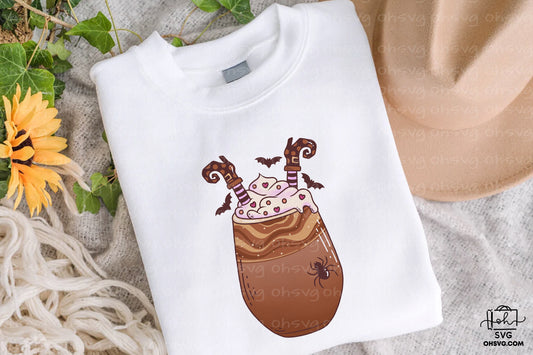 Coffee Halloween Retro PNG Sublimation, Spooky Halloweentown PNG, Halloween T-shirt PNG