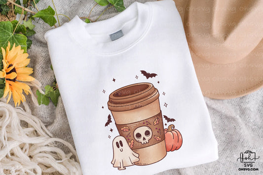 Coffee Halloween Retro PNG Sublimation, Spooky Halloweentown PNG, Halloween T-shirt PNG