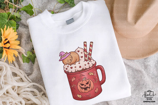 Coffee Halloween Retro PNG Sublimation, Spooky Halloweentown PNG, Halloween T-shirt PNG