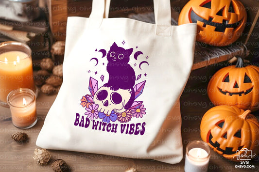 Bad Witch Vibes Sublimation PNG, Witch Halloween PNG, Halloween T-shirt PNG