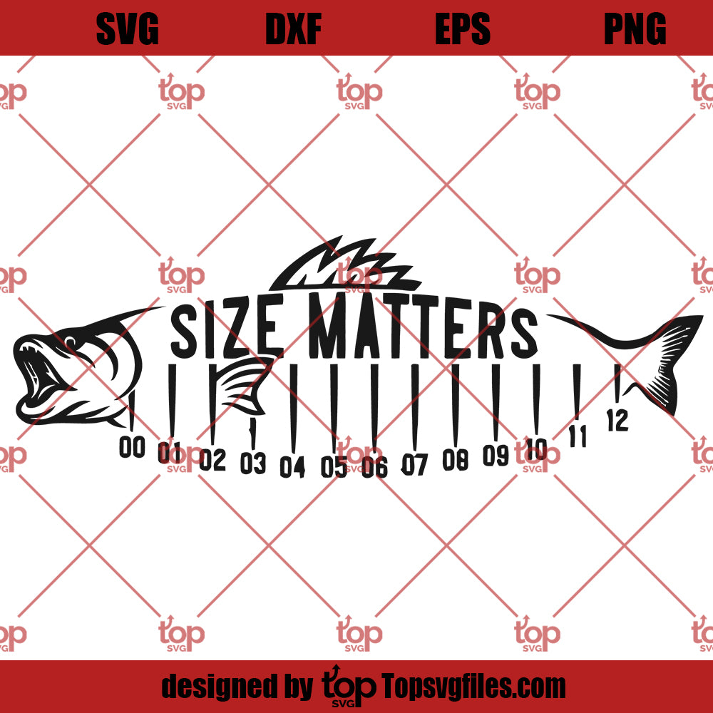 Size Matters Fish SVG, Fishing SVG PNG DXF Cut Files For Cricut
