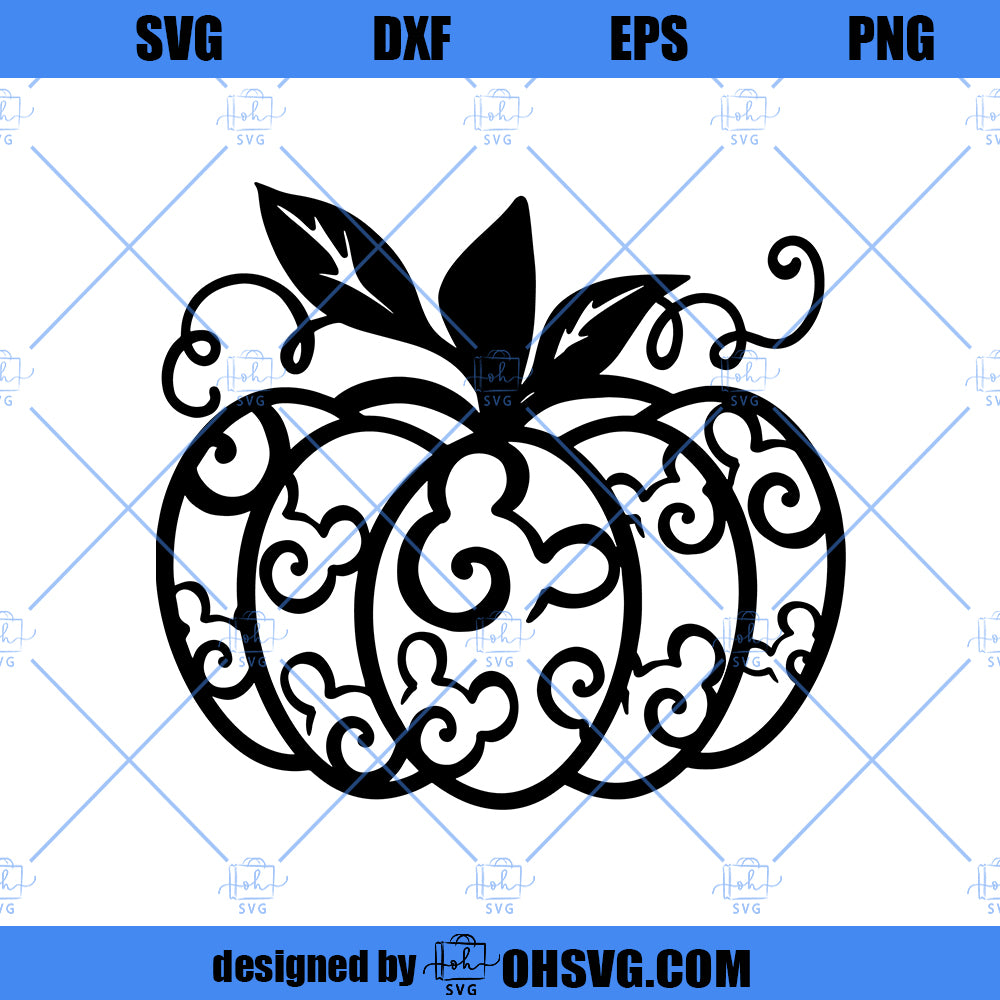 Pumpkin SVG, Mickey Pumpkin SVG, Swirly Pumpkin Mandala SVG