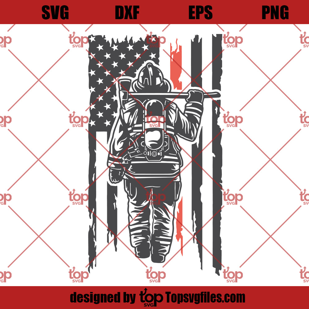 USA Flag Firefighter, Firefighter SVG, US Firefighter SVG, US Fireman SVG