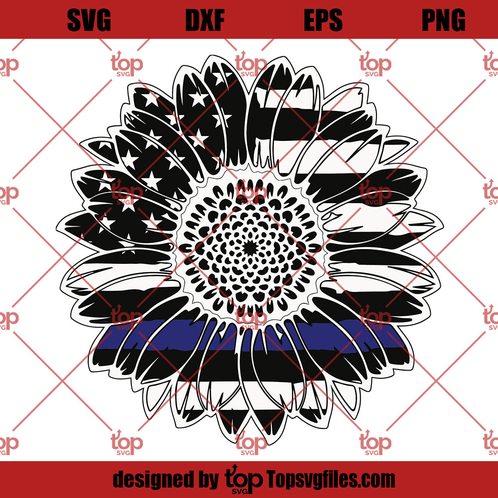 Blue Line SVG, Sunflower Thin Blue Line SVG, Police Lives Matter SVG