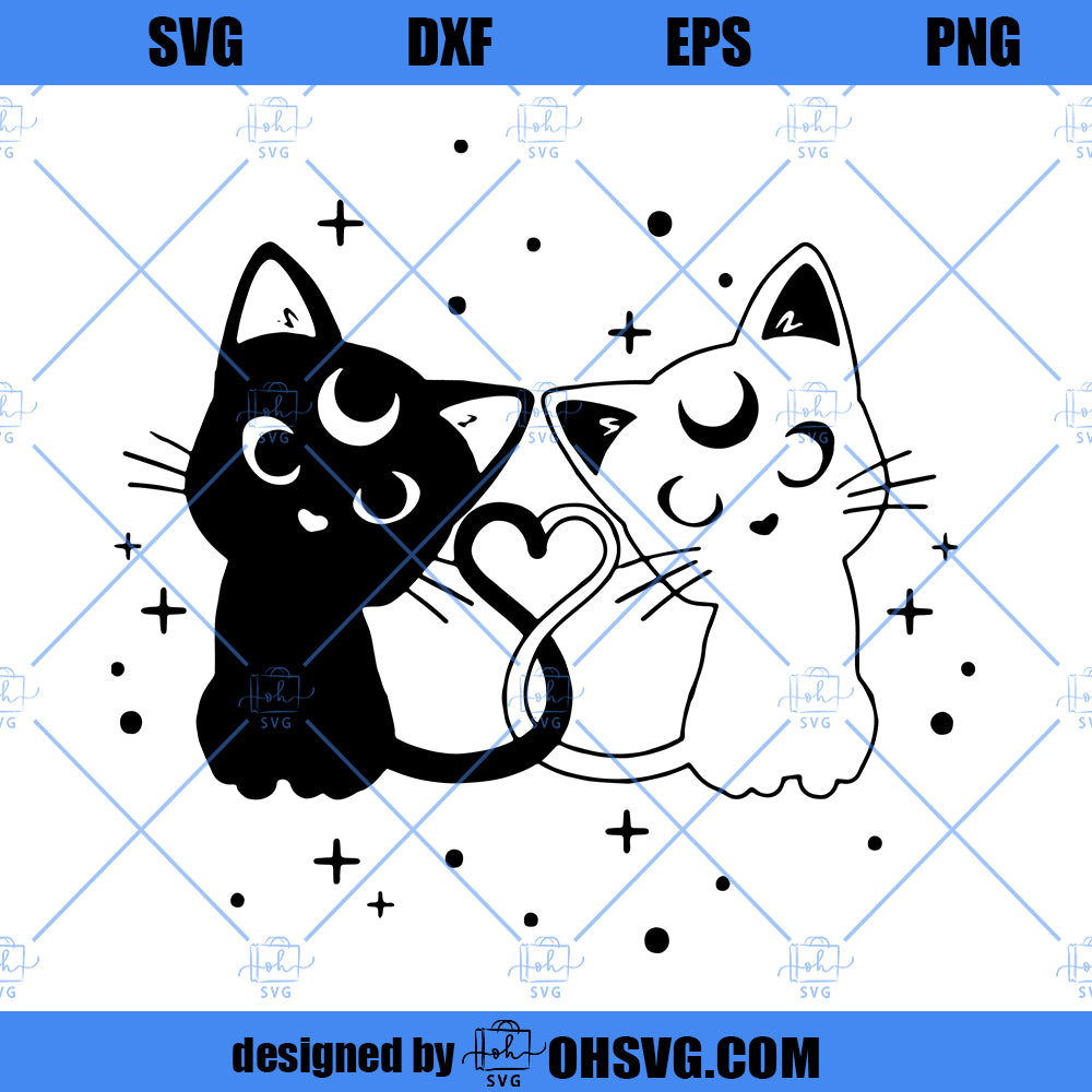 Luna And Artemis Heart SVG, Sailor Moon Cats SVG