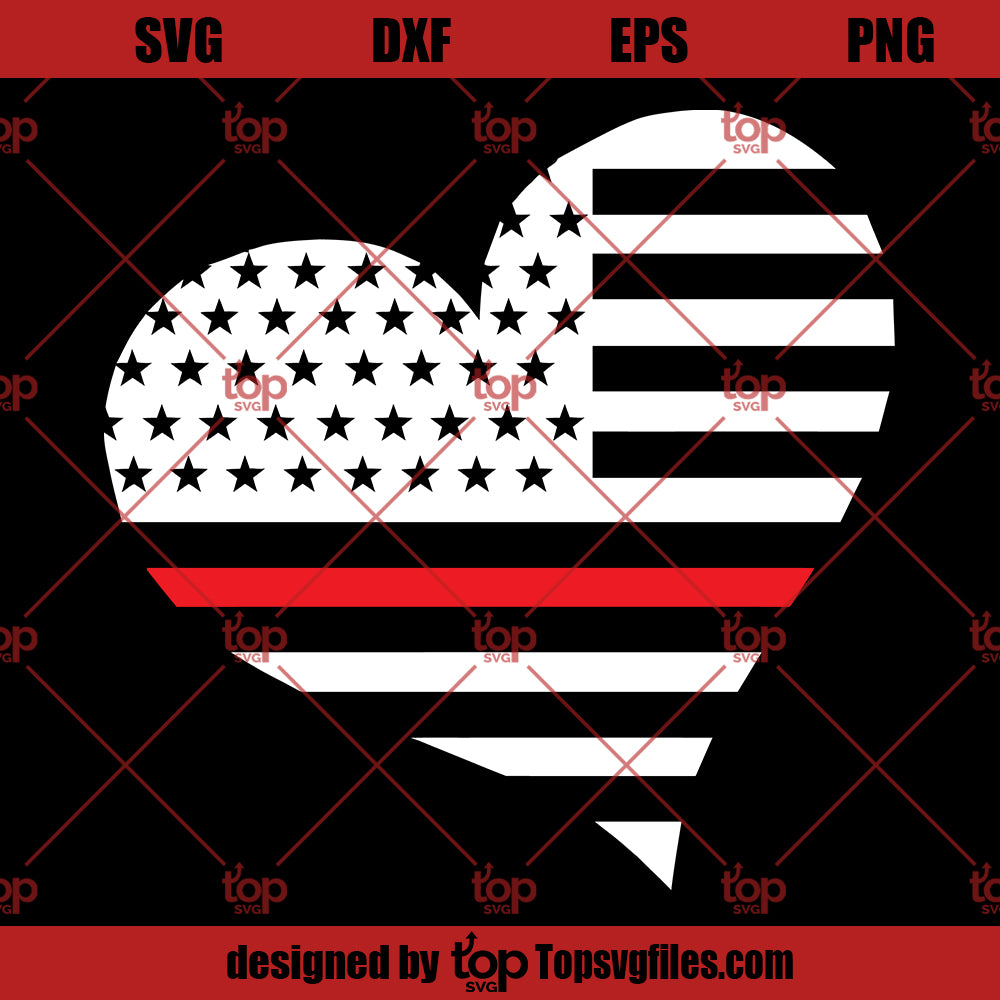 Thin Red Line Heart Flag SVG, Firefighter Thin Red Line SVG
