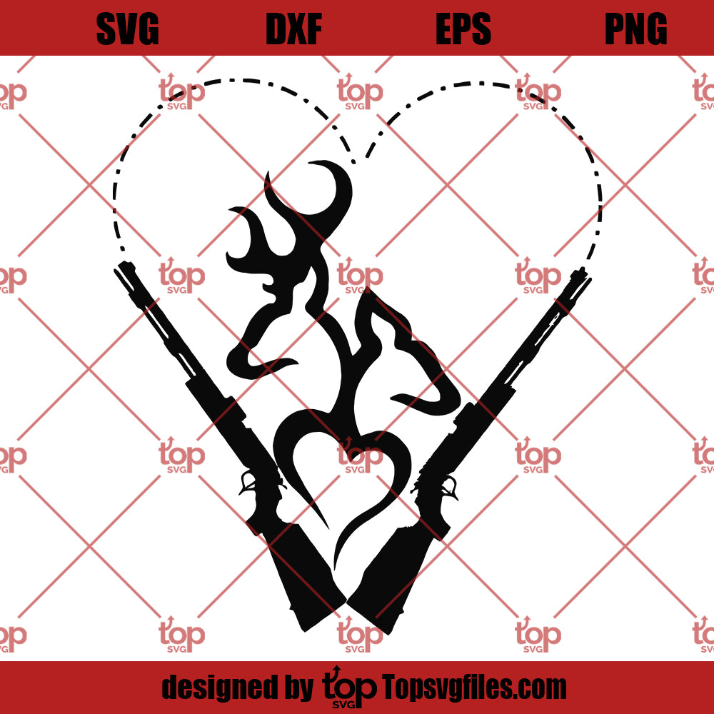 Hunting Deer SVG, Hunting Deer Heart Gun SVG, Hunting SVG