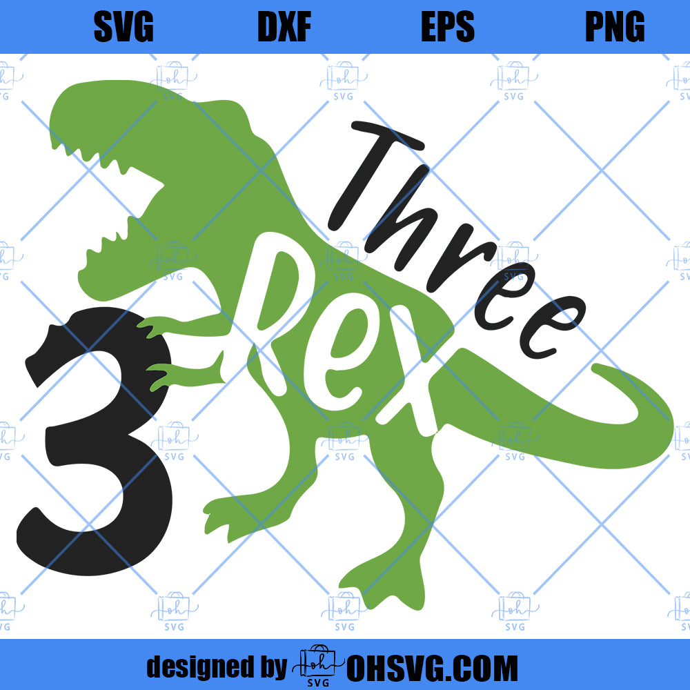 Three Rex, 3rd Birthday Svg, Dinosaur Birthday Svg, T-Rex Birthday Svg, Three Years Old Quote Svg, Cut File For Cricut and Silhouette