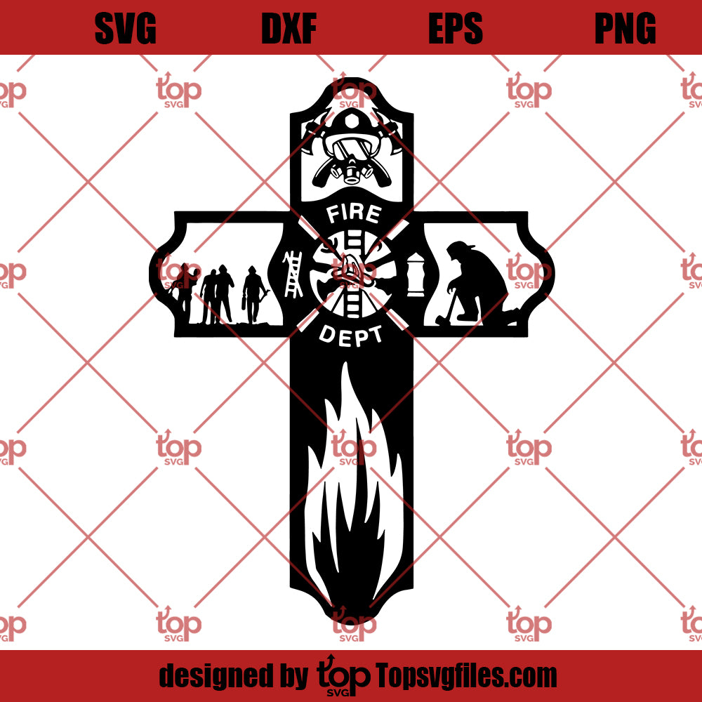 Firefighter Cross SVG, Firefighter SVG PNG DXF Cut Files For Cricut