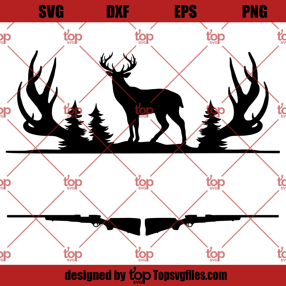 Deer Hunting Frame SVG, Hunting SVG, Hunting Monogram Frame Deer Rifle Cut File Cricut