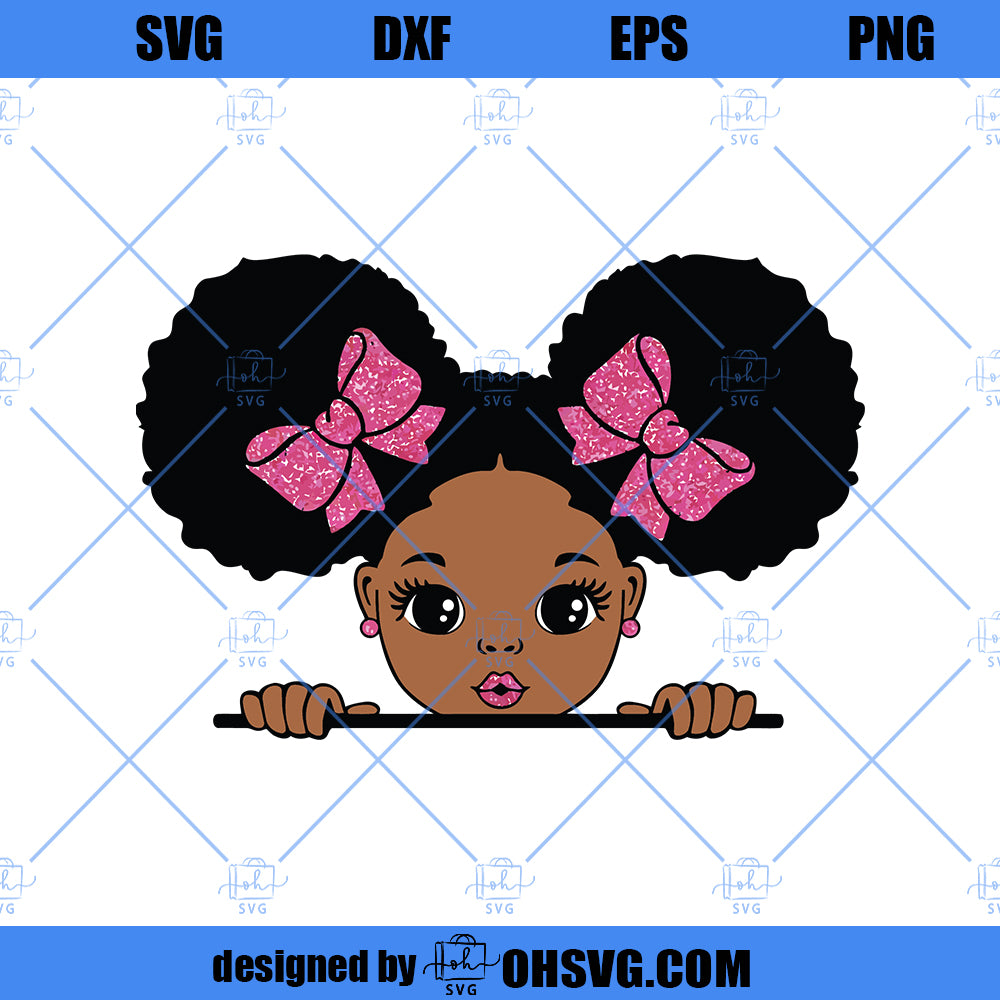 Peekaboo Girl SVG, Afro Girl SVG, Black Girl Cute Little Kid SVG