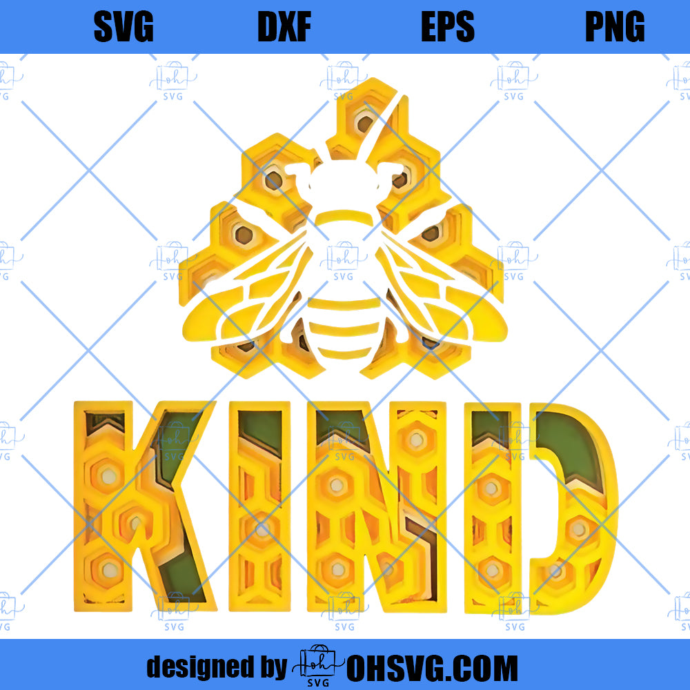 3D BEE SVG - Layered Cardstock svg - shadow box svg - Bee Kind svg - for Cricut - for Silhouette