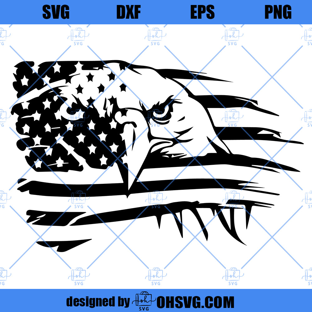 American Bald Eagle USA Flag 1776 United States of America Patriot 4th of July Military Svg Dxf Png Vinyl Decal Patch CNC Laser Clipart